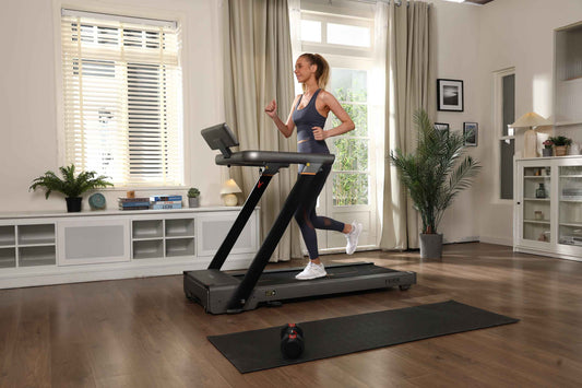 A woman is running on a Treadmill
