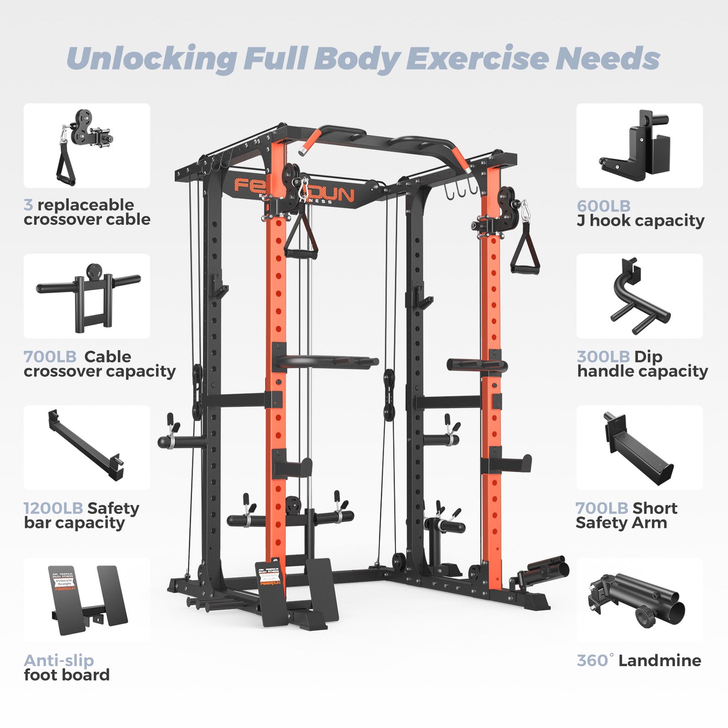 FEIERDUN Power Rack FLA01 With Pulley System And Cables
