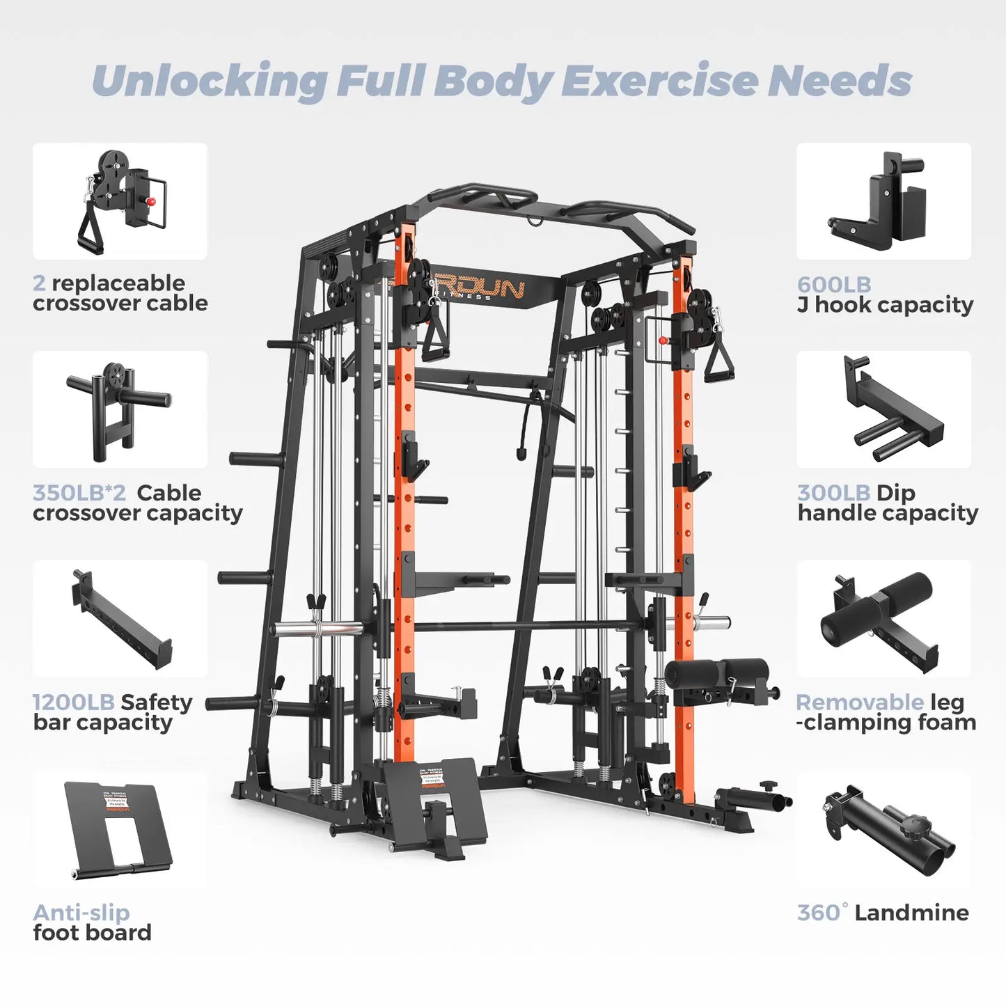 FEIERDUN Smith Machine FOR01 With Dual Pulley Systems